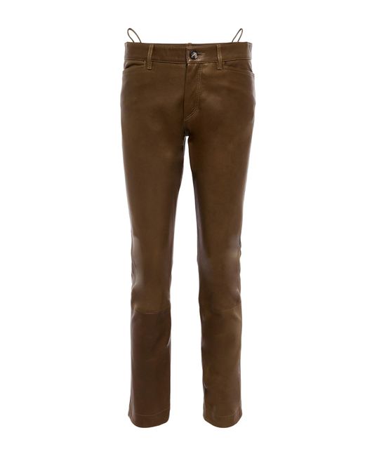Petar Petrov Gonda Low-rise Leather Pants in Brown | Lyst
