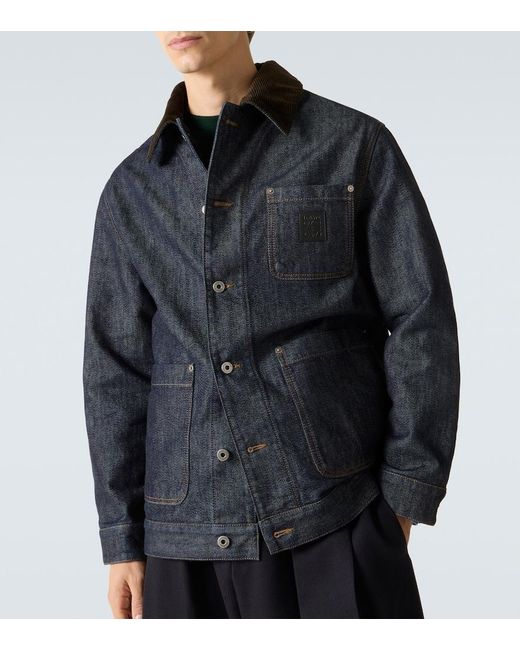 Loewe Blue Denim Jacket With Logo Patch for men