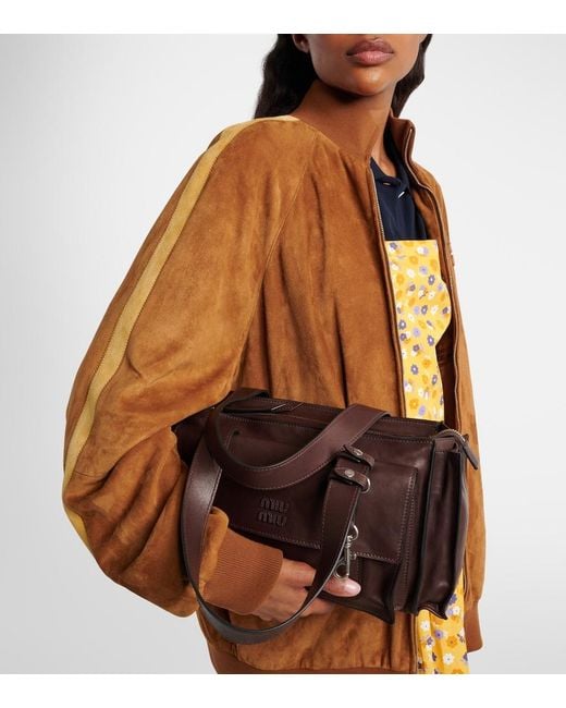 Miu Miu Black Utilitaire Leather Shoulder Bag