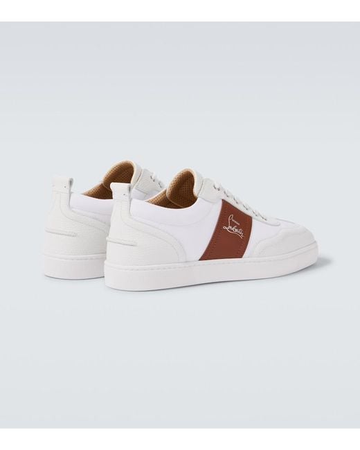 Christian Louboutin White Retero Leather-Trimmed Canvas Sneakers for men