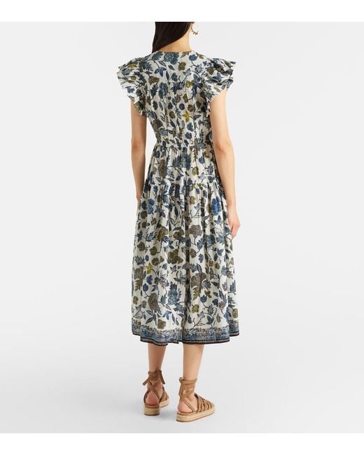 Ulla Johnson White Kairi Gathered Cotton-Blend Midi Dress