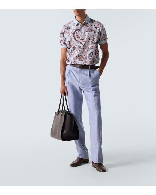Etro Multicolor Paisley Cotton Pique Polo Shirt for men