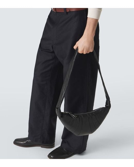 Lemaire Black Croissant Small Leather Shoulder Bag for men