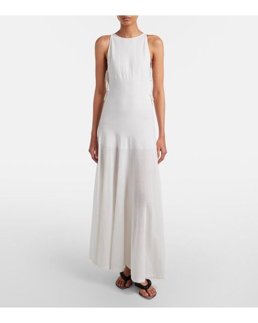 Alaïa White Cotton-Blend Crepe Maxi Dress