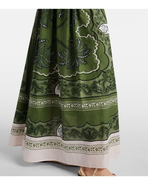 LaDoubleJ Green Viviana Printed Cotton Muslin Maxi Dress