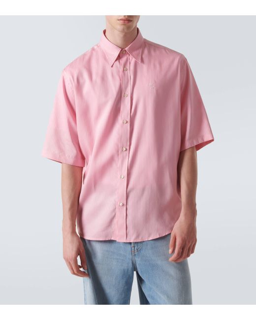 Acne Pink Striped Bowling Shirt for men