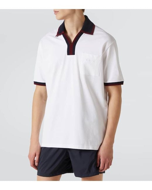Gucci Polohemd Aus Baumwoll-Pique in White für Herren