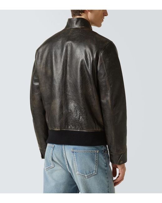 The Row Gray Edrice Leather Jacket for men