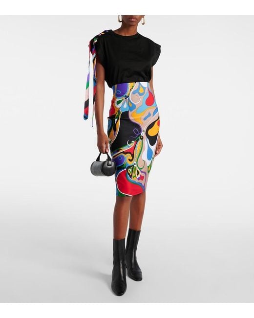 Emilio Pucci Blue Orchidee Pencil Skirt