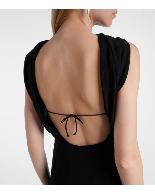 Christopher Esber Black Reverse Draped Silk Gown