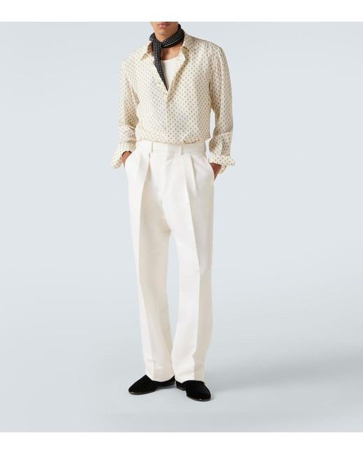 Tom Ford White Paisley Silk Crepe De Chine Shirt for men