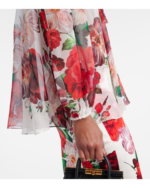 Blouse En Soie A Fleurs Dolce & Gabbana en coloris Red