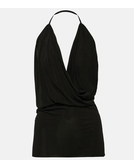 Top Drapeado Con Cuello Halter Rick Owens de color Black