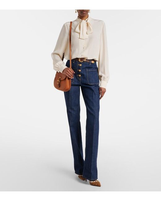 Valentino Natural Tie-Neck Silk Crepe De Chine Blouse