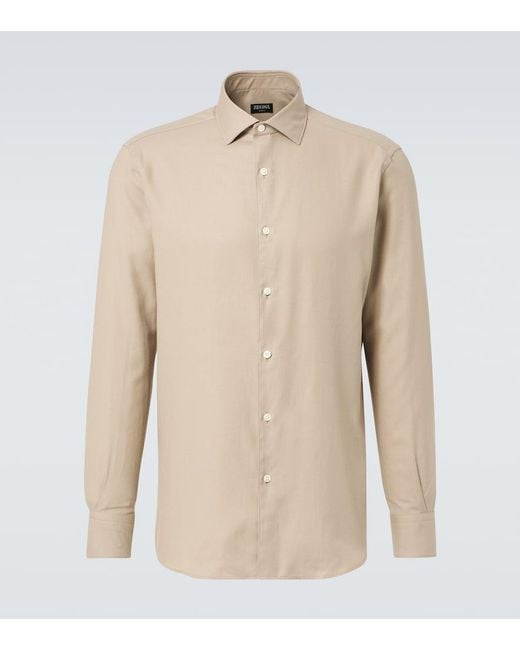 Zegna Natural Cotton And Cashmere Shirt for men