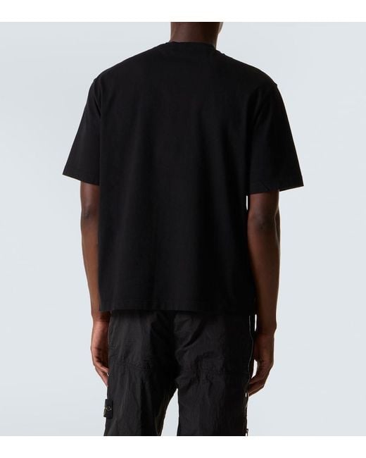 Stone Island Black Embroidered Cotton Jersey T-Shirt for men