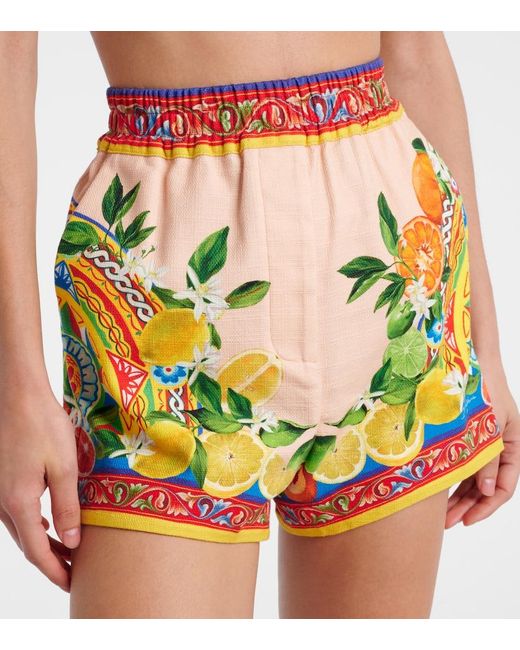 Dolce & Gabbana Multicolor Taormina Printed Cotton-Blend Shorts