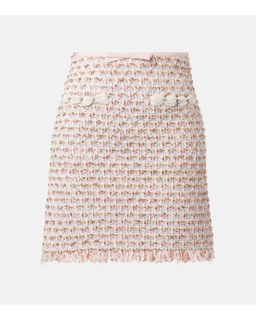 Valentino Natural Verzierter Minirock Aus Tweed