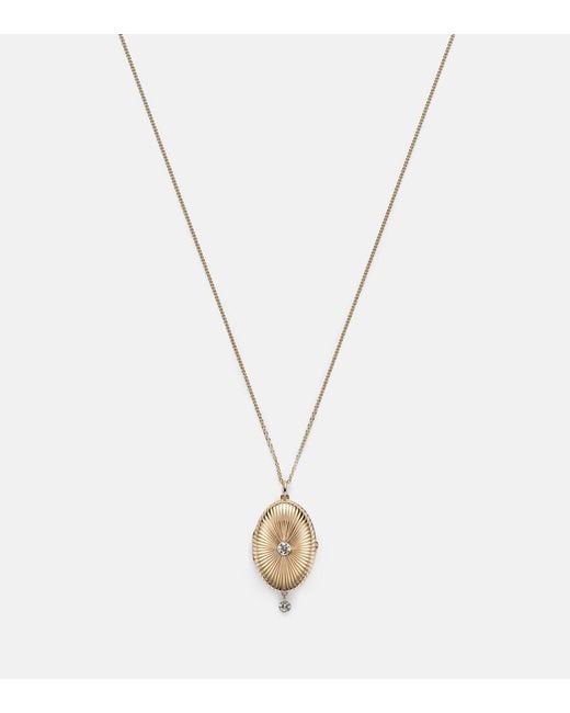 PERSÉE White 9Kt Locket Necklace With Diamonds