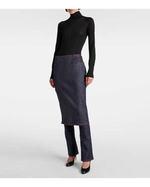 Alaïa Blue Denim Skirt Pants