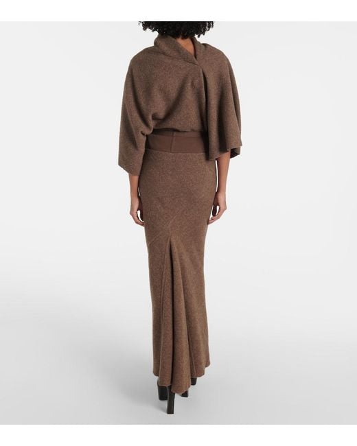Rick Owens Brown Coda Wool Maxi Skirt