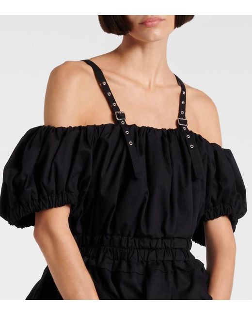 Top En Popelin De Algodon Con Peplum Noir Kei Ninomiya de color Black