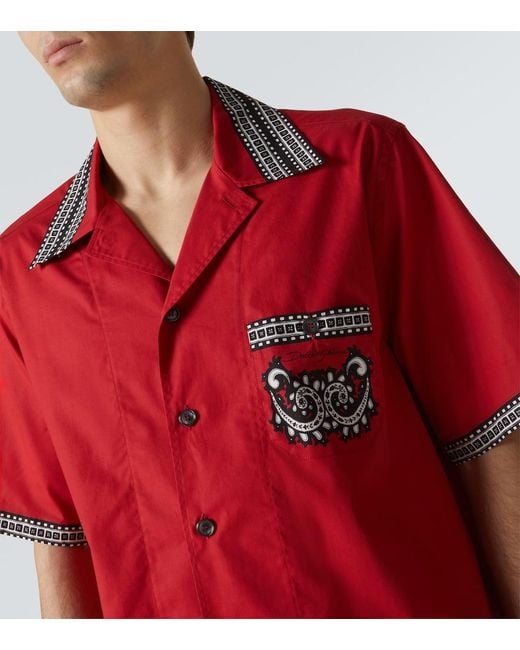 Dolce & Gabbana Red Shirt With Bandana Print On Front And Back for men