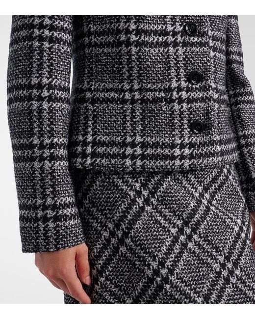Dolce & Gabbana Black Checked Wool, Silk, And Llama-Blend Jacket