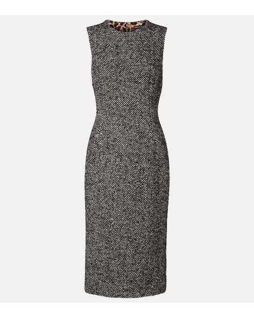 Dolce & Gabbana Gray Checked Midi Dress