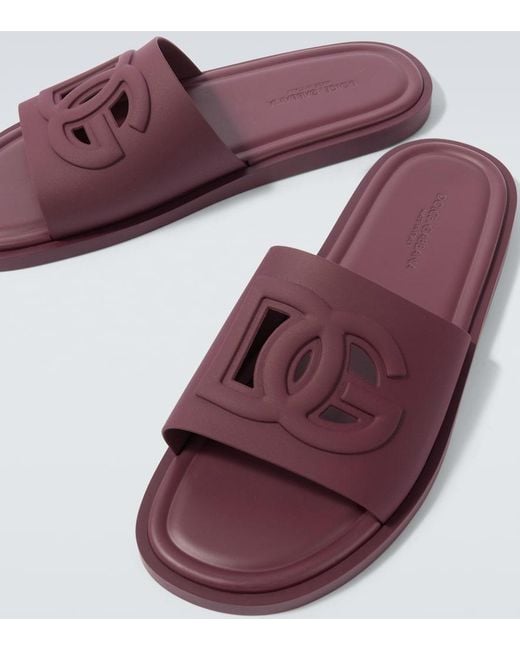 Dolce & Gabbana Purple Dg Rubber Slides for men