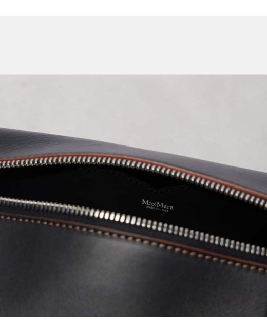 Max Mara Black Holdall Small Leather Tote Bag