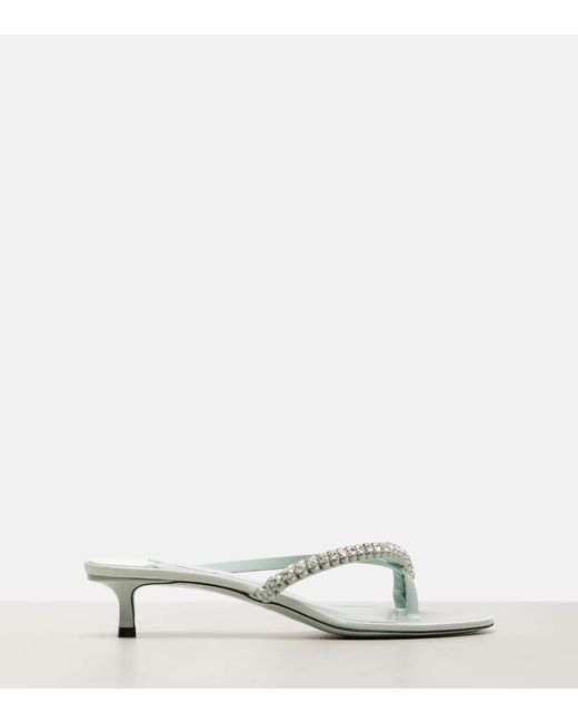 Jimmy Choo White Dila 35 Leather And Satin Thong Sandals