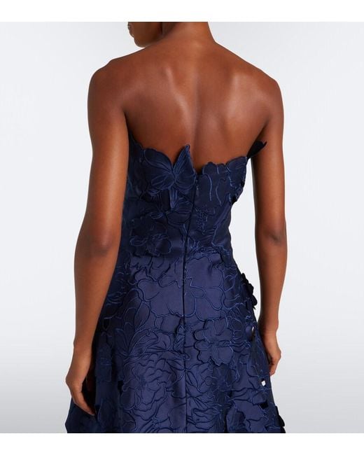 Costarellos Blue Brissa Floral Embroidered Cocktail Dress
