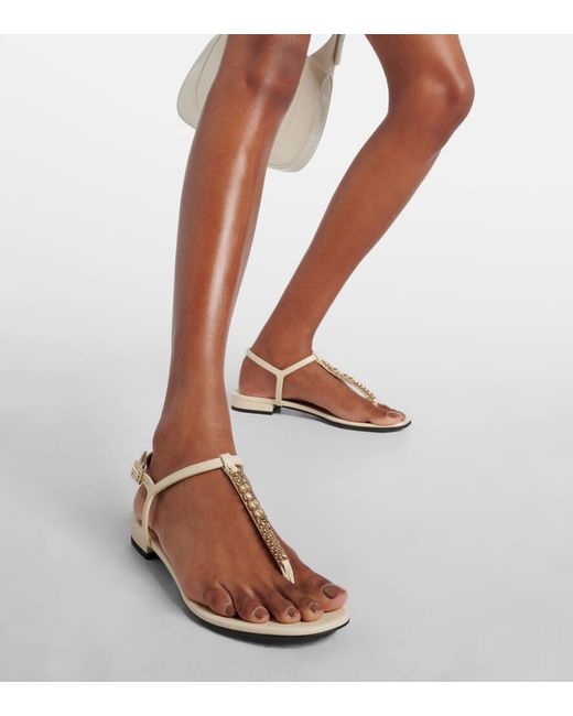 Gucci White Signoria Leather Thong Sandals