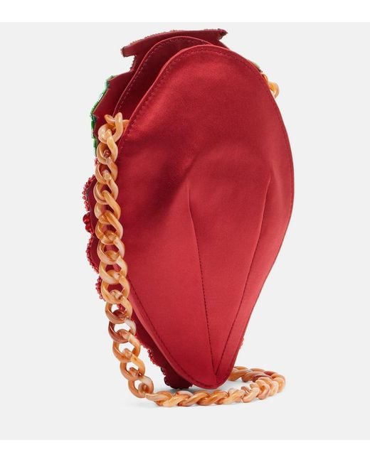 ALÉMAIS Red Verzierte Clutch Mercado Small