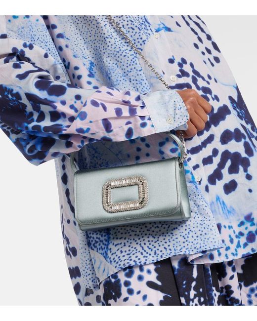 Roger Vivier Metallic Pilgrim Micro Satin Clutch