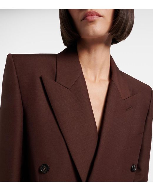 Saint Laurent Brown Double-Breasted Wool And Mohair Blazer