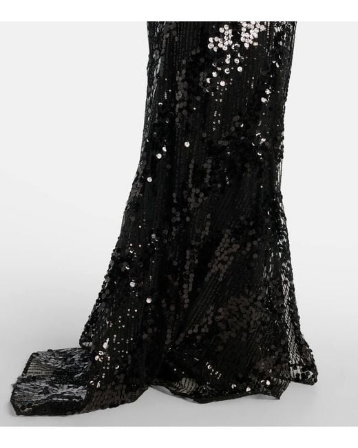 Elie Saab Black Sequined Halterneck Silk-Blend Gown
