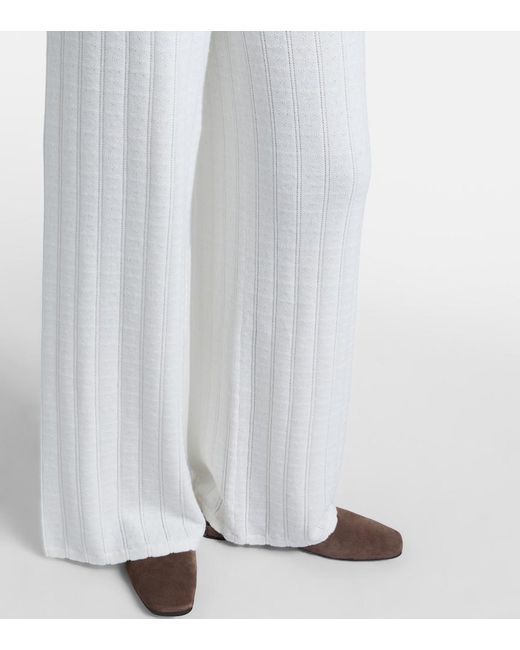 Lisa Yang White Shannen Cotton And Cashmere Wide-Leg Pants