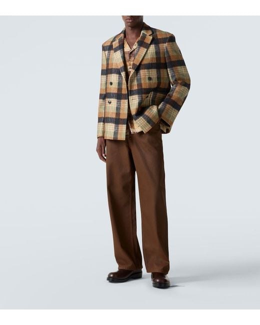 Dries Van Noten Brown Checked Wool Blazer for men