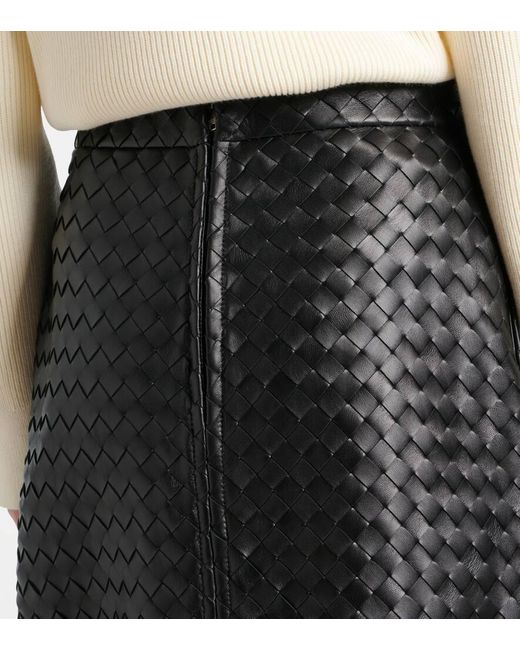 Bottega Veneta Brown Midirock Intrecciato Aus Leder