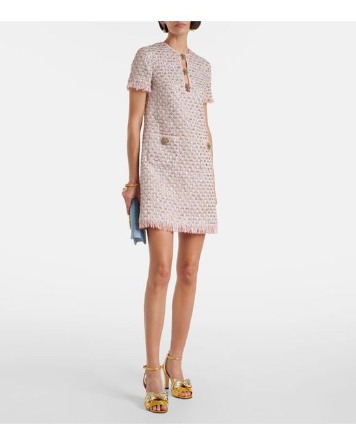 Valentino Multicolor Verziertes Minikleid Aus Boucle