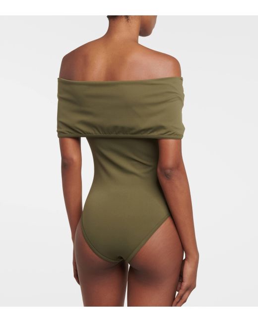 Bottega Veneta Green Off-shoulder Swimsuit