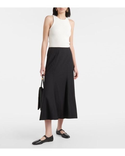 Co. Black Wool-Blend Midi Skirt