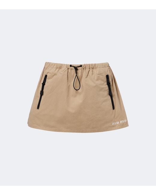 Miu Miu Natural Cotton Gabardine Miniskirt