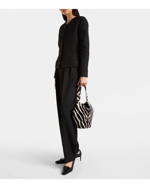 Khaite Black Lotus Mini Calf Hair And Suede Tote Bag