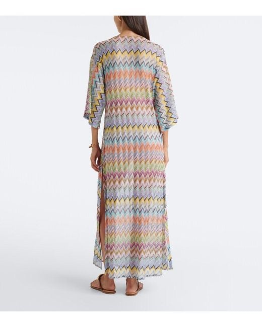 Missoni White Zigzag Lame Kaftan