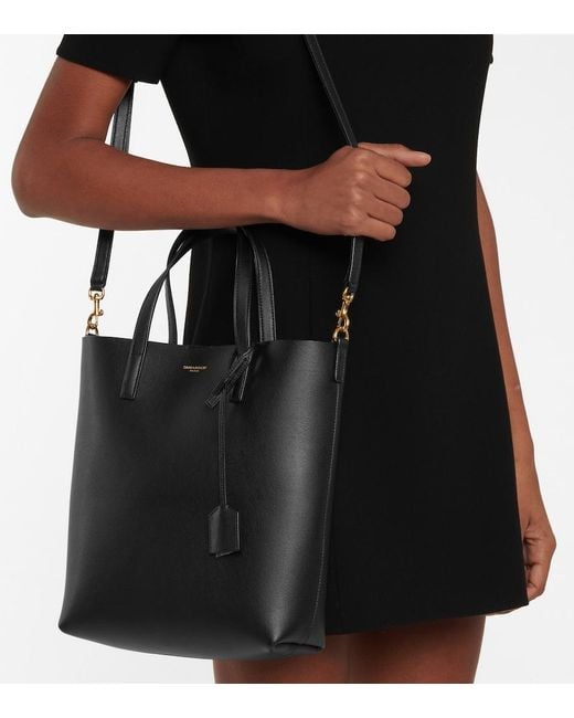 Saint Laurent Black Toy N/s Leather Shopper Tote