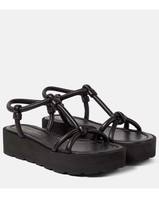 Gianvito Rossi Black Knotted Leather Platform Sandals
