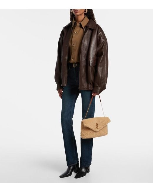 Saint Laurent Brown Cassandre Cotton And Linen Overshirt